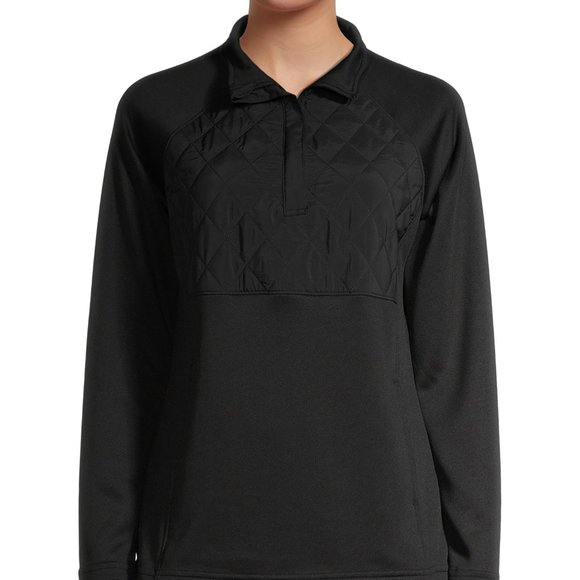 AVIA Quilted 1/4 Zip Pullover in Black - Picture 3 of 7